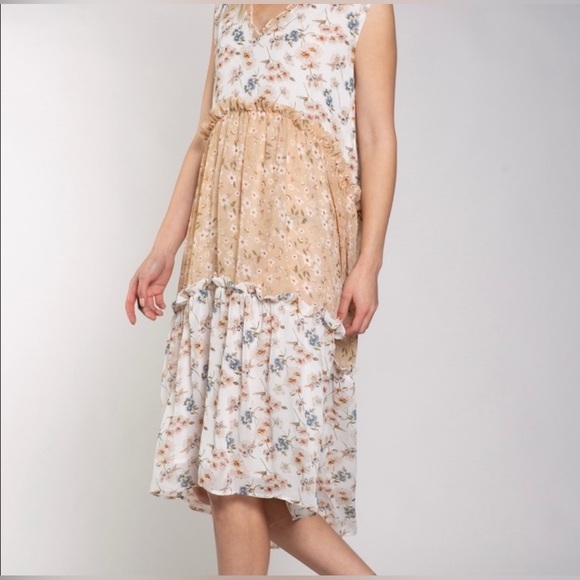 NWOT POL Floral Midi Dress High Low Hem Size Small Oversized - Picture 2 of 8